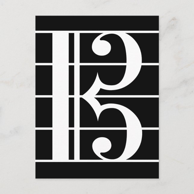 White-on-Black Alto Clef Postcard (Front)