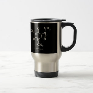 White on Black Caffeine Molecule Graphic Travel Mug
