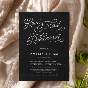 White on black chic Love last rehearsal dinner Invitation