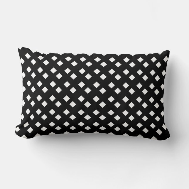 White on Black Diamond Design Lumbar Cushion (Front)