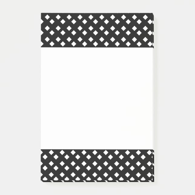 White on Black Diamond Design Post-it Notes (Front)