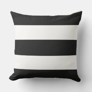 WHITE on BLACK Elegant Stylish Modern Stripes Cushion