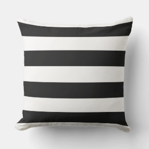 WHITE on BLACK Elegant Stylish Modern Stripes Outd Cushion