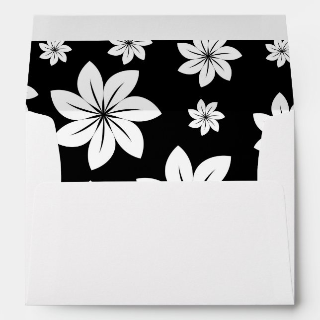 White on Black Floral Array, Graphic Flowers Envelopes (Back (Bottom))