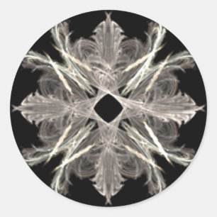 White on Black Fractal Art Design Classic Round Sticker