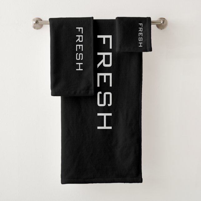 White On Black FRESH  Bath Towel Set (Insitu)