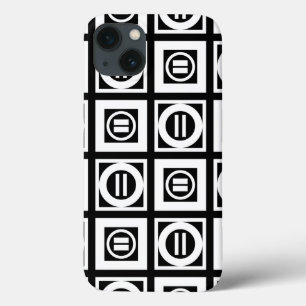 White on Black Geometric Equal Sign Pattern iPhone 13 Case