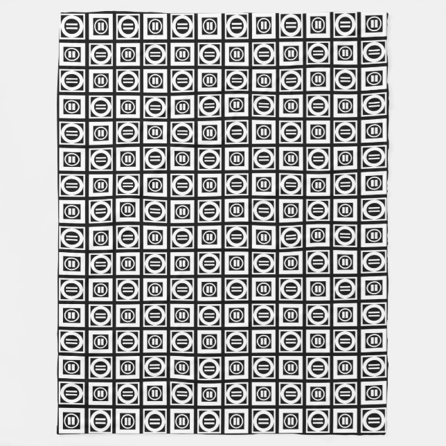 White on Black Geometric Equal Sign Pattern Fleece Blanket (Front)