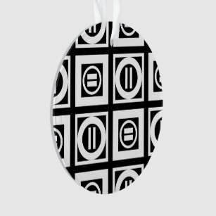 White on Black Geometric Equal Sign Pattern Ornament