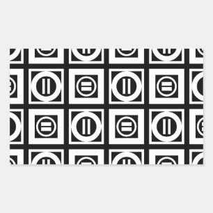White on Black Geometric Equal Sign Pattern Rectangular Sticker