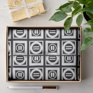 White on Black Geometric Equal Sign Pattern Tissue Paper