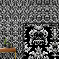 White on Black Gothic Damask Elegant