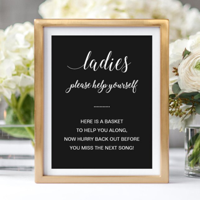 White On Black Ladies Bathroom Basket Wedding Poster (Creator Uploaded)