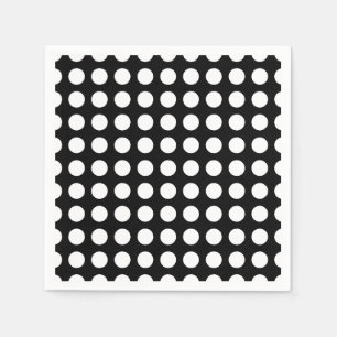 White on Black Large Horizontal Polka Dots Paper Napkin