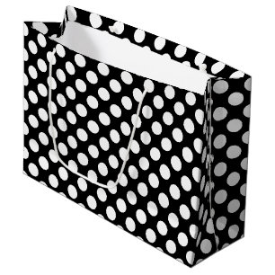 White on Black Large Size Polka Dots Large Gift Bag