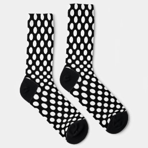 White on Black Large Size Polka Dots Socks