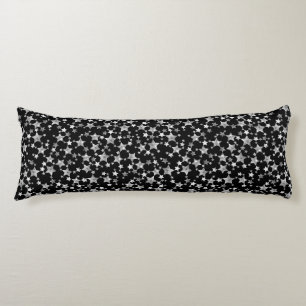 White on Black   Lino Print Stars Pattern Body Cushion