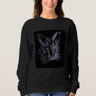White on Black Lionhead Bunny Portrait Sweatshirt