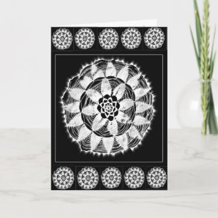 White on black mandala card