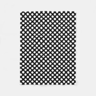 White on Black Medium Size Polka Dots Fleece Blanket