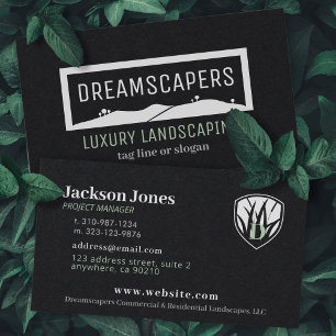 White on Black Modern Landscaping Business Cards