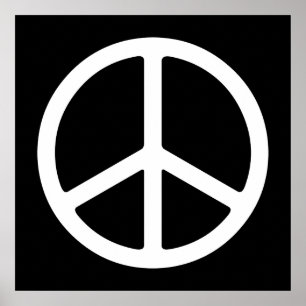 White on Black Peace Symbol Art Print