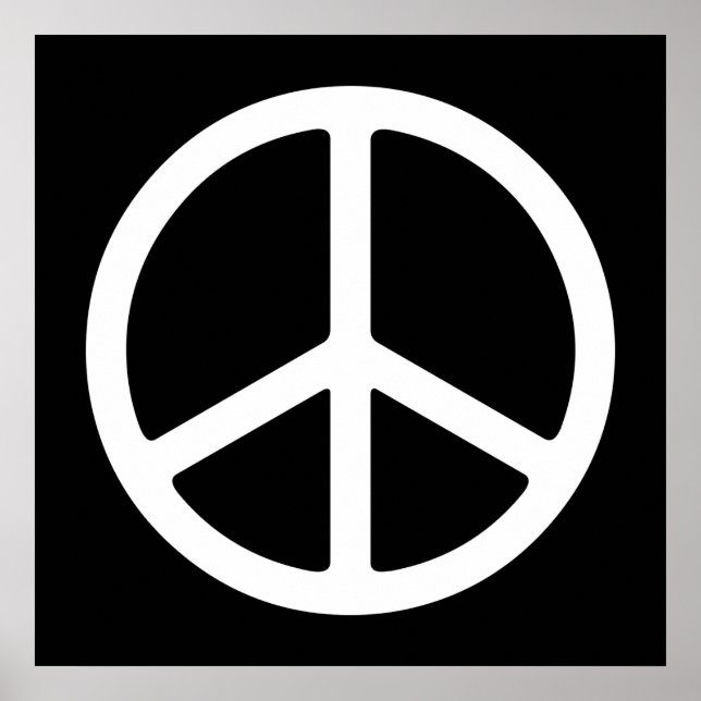 White on Black Peace Symbol Art Print (Front)