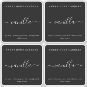 White on Black Personalised Candle Label Sticker