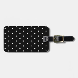 White on Black Polka Dots Luggage Tag