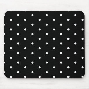 White on Black Polka Dots Mouse Pad