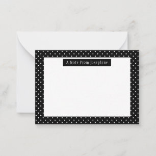 White On Black Polka Dots Pattern Custom Text Card