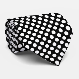 White on Black Polka Dots Tie