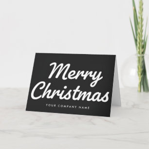 White on Black Retro Script Merry Christmas Holiday Card
