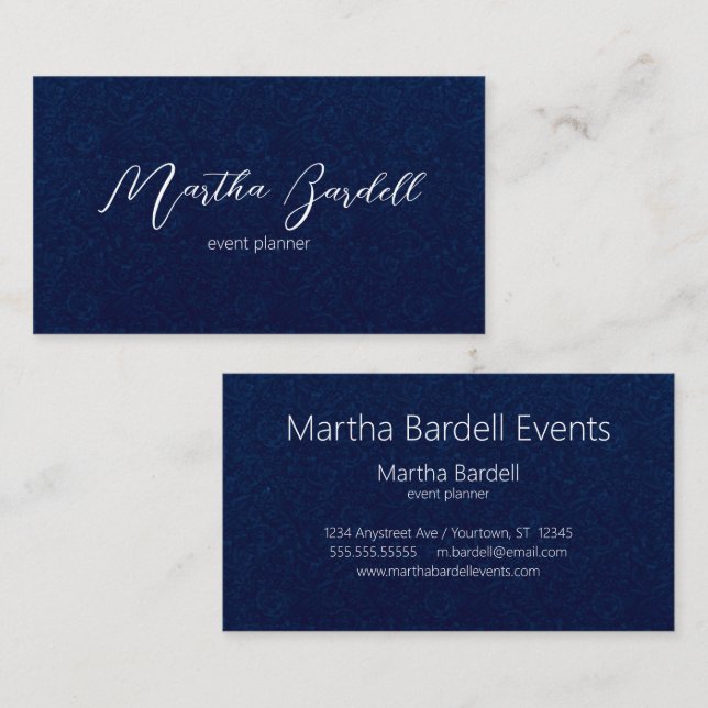 White on Black Signature Event Planner Adaptable Business Card (Front/Back)