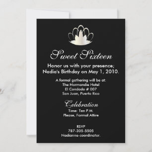 White On Black Sweet Sixteen Invitation-Customise. Invitation