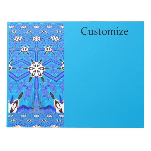 white on blue geometric  notepad (Front)
