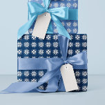 White on Blue Nordic Sweater Snowflake Pattern Wrapping Paper<br><div class="desc">A classic winter motif of the knit fair isle sweater gets a modern twist with this pixelated snowflake pattern in blue and white. Wrap your holiday gifts in a warm and cheery wrapping paper to bring those Christmas holiday vibes to friends and family. If navy blue and white isn't your...</div>