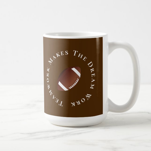 White on Brown Teamwork Makes The Dream Work Coffee Mug (Right)