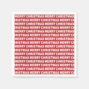 White on Dark Red Christmas Typography Napkin