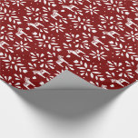 White on Dark Red Swedish Dala Horse Christmas Wrapping Paper<br><div class="desc">This elegant holiday gift wrapping paper features a folk art pattern of flowers,  dala horses and hearts in classic white on red with a Swedish twist. The deep burgundy red background can be changed to any colour of your choice using the "customise it" function and the colour picker.</div>