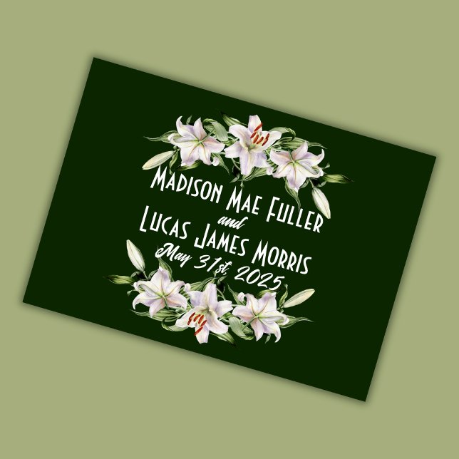 White on Deep Green Calla Lilies Wedding  Thank You Card (Creator Uploaded)