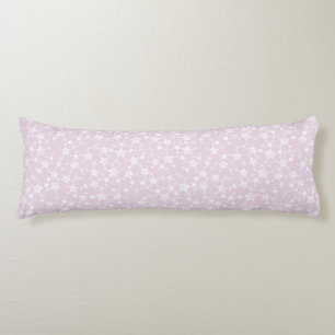 White on Dusty Pink   Lino Print Stars Pattern Body Cushion
