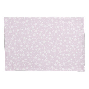 White on Dusty Pink Lino Print Stars Pattern Pillowcase