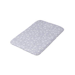 White on Dusty Purple   Lino Print Stars Pattern Bath Mat