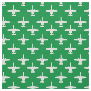 White on Green A-10 Warthog Attack Jet Pattern Fabric