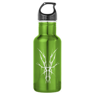 White on Green Tribal Deer Skull Hunting Design 532 Ml Water Bottle