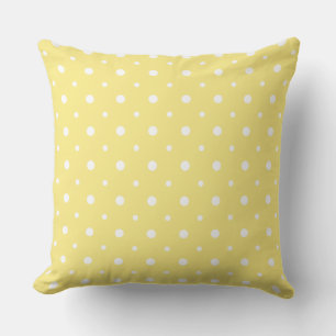 White on Lemon Yellow Quirky Polka Dot Pattern Cushion