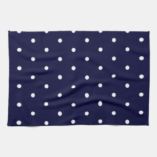 White on Navy Polka Dots Tea Towel
