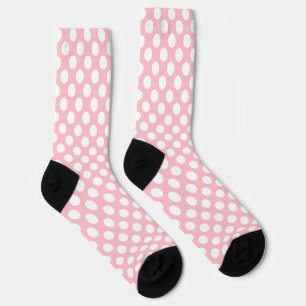 White on Pink Large Size Polka Dots Socks