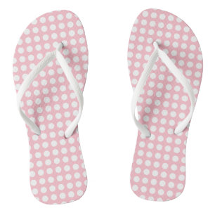 White on Pink Medium Size Horizontal Polka Dots Thongs